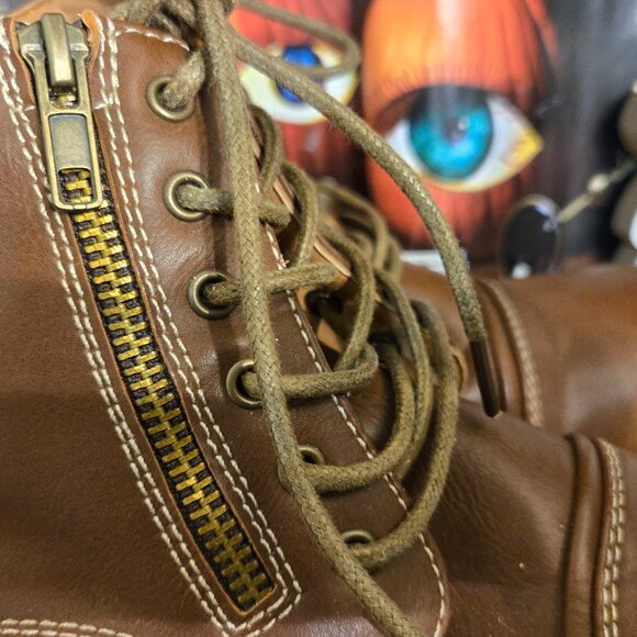 Very Cool Hiking Boot with Tweed Fabric Tan Size 4 - Picture 3 of 4